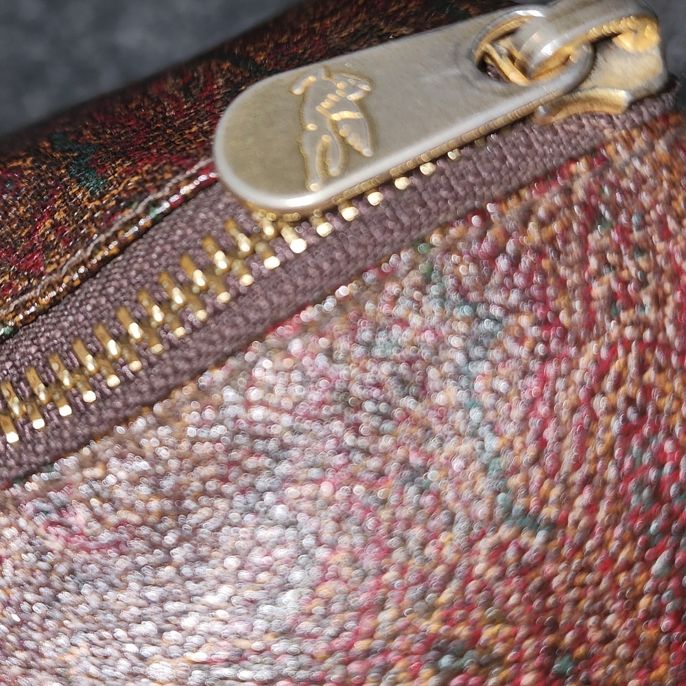 Etro Paisley print Papillon bag in brown PVC-coated canvas with leather trim - Picture 10 of 10